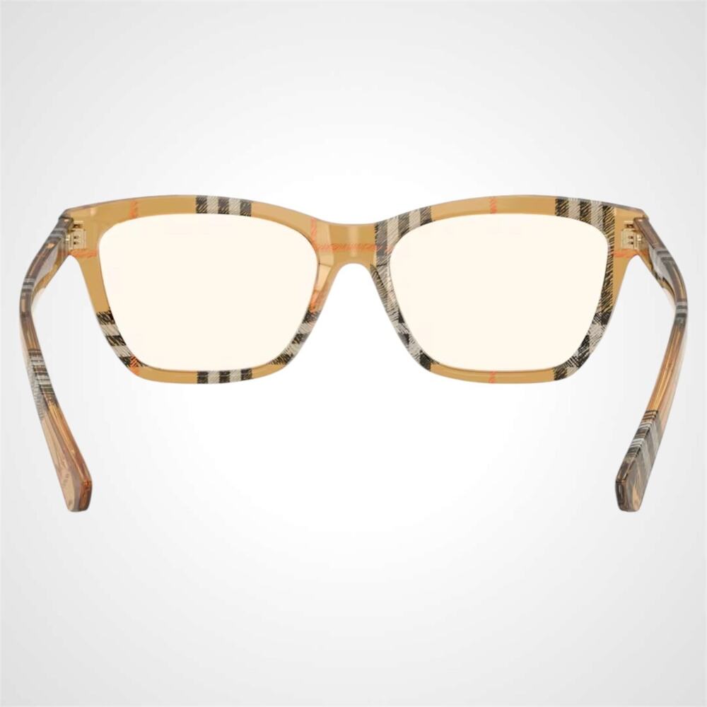 New Burberry Eyeglasses Brown Check Sand Square 52mm w/ Box & Case BURBERRY - Picture 4 of 7